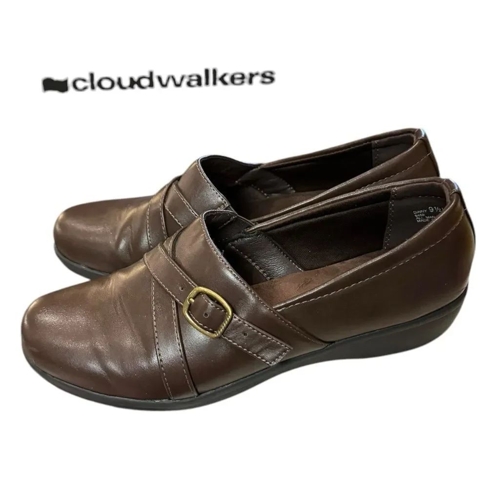 Cloudwalkers Avenue Dinny Brown Buckle Slip-on Loafers Flats 9.5 9.5W